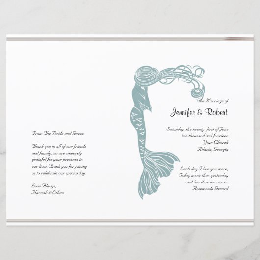 ブラウンティール（緑がかった色）アールデコポー結婚式 プログラム (正面)