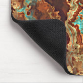 ブラウンティール(緑がかった色)ターコイズグリーンジェードマーブルアート マウスパッド (コーナー)