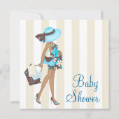 ブラウンティール(緑がかった色)ブルーベビーシャワー招待状 招待状 (正面)