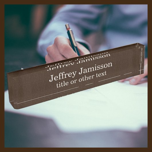 ブラウンテクスチフェイクュブルラップアクリル デスクネームプレート