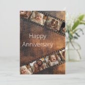 ブラウンテクスチャフィルムストリップ写真記念日カード 招待状 (スタンド正面)