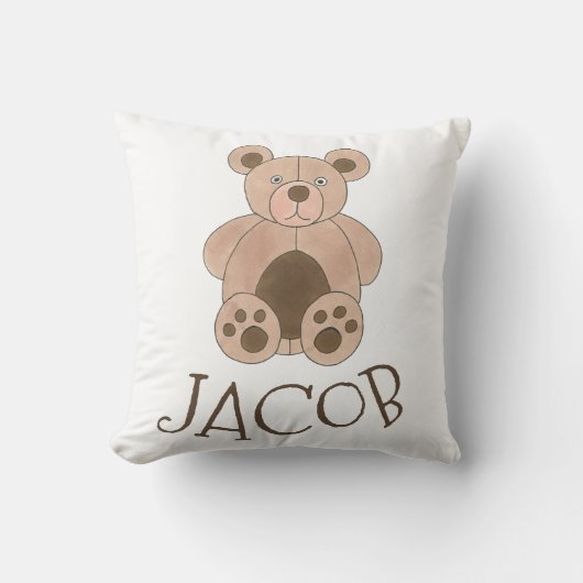 ブラウンテディベアぬいぐるみパーソナライズされた動物 クッション (正面)
