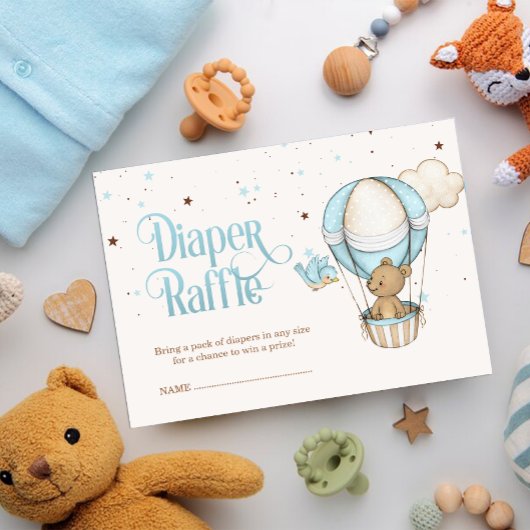 ブラウンテディベアエアバルーンボーイおむつラッフル エンクロージャーカード
