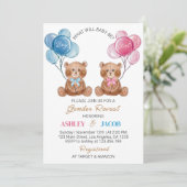 ブラウンテディベアバルーンジェンダーリビール招待状 招待状 (スタンド正面)