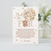 ブラウンテディベアバルーン赤ちゃんシャワー サンキューカード (スタンド正面)