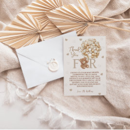 ブラウンテディベアバルーン赤ちゃんシャワー サンキューカード