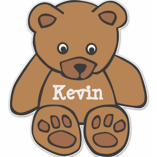 ブラウンテディベアパーソナライズされた- シール (正面)