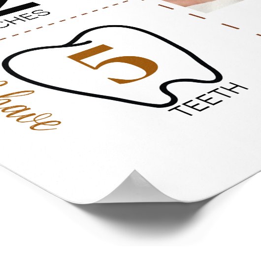 ブラウンテディベアファースト誕生日マイルストーンサイン ポスター (角)