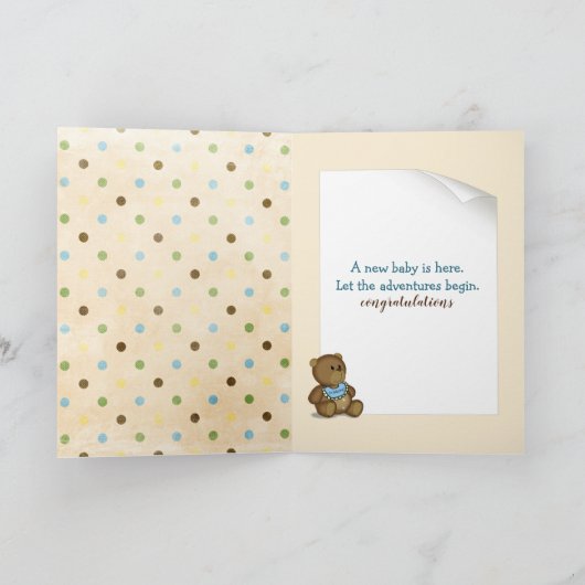 ブラウンテディベアーズオン水玉模様新生児 カード (内部)