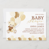 ブラウンテディベア招待状テディベビーシャワー サンキューカード (正面)