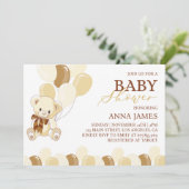 ブラウンテディベア招待状テディベビーシャワー サンキューカード (スタンド正面)