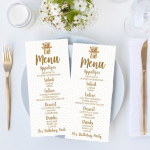 ブラウンテディベア水玉模様バースデーパーティードフード メニュー