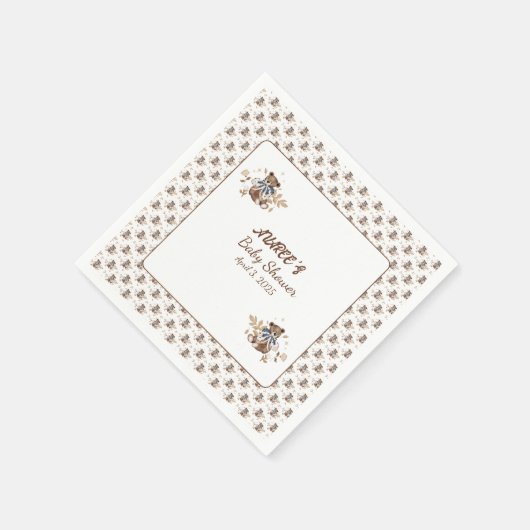 ブラウンテディベア男の子だ!シャワーナプキン スタンダードカクテルナプキン (角)