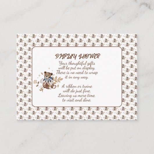 ブラウンテディベア男の子だ！シャワー エンクロージャーカード (正面)