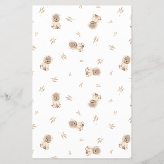 ブラウンテディベア赤ちゃんシャワービンゴゲームフライヤー チラシ (裏面)