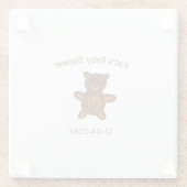 ブラウンテディベア赤ちゃんシャワー追加の名前エレガント日付 ガラスコースター (裏面)