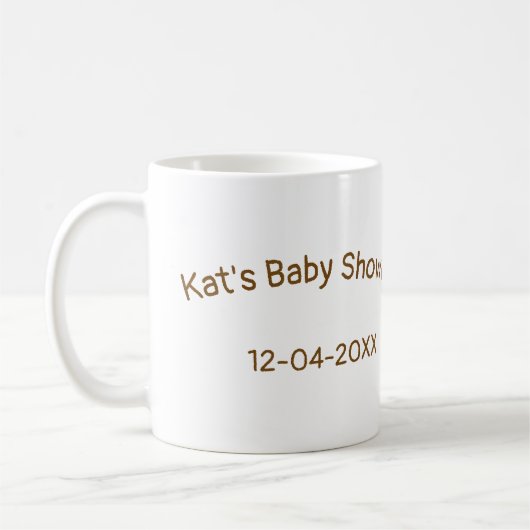 ブラウンテディベア赤ちゃんシャワー追加の名前エレガント日付 コーヒーマグカップ (左)