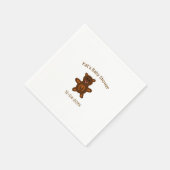 ブラウンテディベア赤ちゃんシャワー追加の名前エレガント日付 スタンダードカクテルナプキン (角)