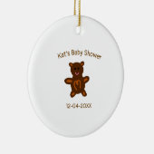ブラウンテディベア赤ちゃんシャワー追加の名前エレガント日付 セラミックオーナメント (右)