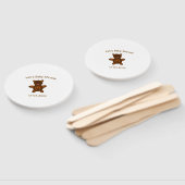 ブラウンテディベア赤ちゃんシャワー追加の名前エレガント日付 ハンドファン (組立なし)