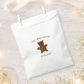 ブラウンテディベア赤ちゃんシャワー追加の名前エレガント日付 フェイバーバッグ (クリップ留めされた状態)