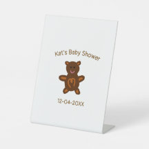 ブラウンテディベア赤ちゃんシャワー追加の名前エレガント日付