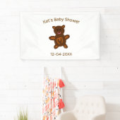 ブラウンテディベア赤ちゃんシャワー追加の名前エレガント日付 横断幕 (インサイチュ)