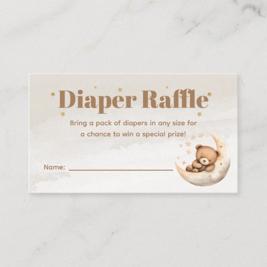 ブラウンテディ男女兼用ベアおむつラッフル エンクロージャーカード (正面)