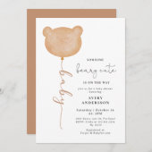 ブラウンテディ男女兼用ベア赤ちゃんシャワー 招待状 (正面/裏面)