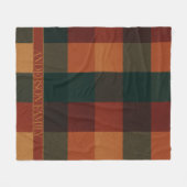 ブラウンテラコッタバッファロープラッ市松模様にド フリースブランケット (正面(横))