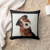 ブラウンテリア絵画ドッグの可愛いペットアート クッション (ブランケット)