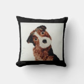 ブラウンテリア絵画ドッグの可愛いペットアート クッション (正面)