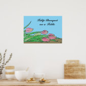 ブラウンテーブルのチューリップブーケ ポスター (キッチン)