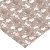 ブラウンテーブルランナーの白いイースターバニー ショートテーブルランナー (コーナー)