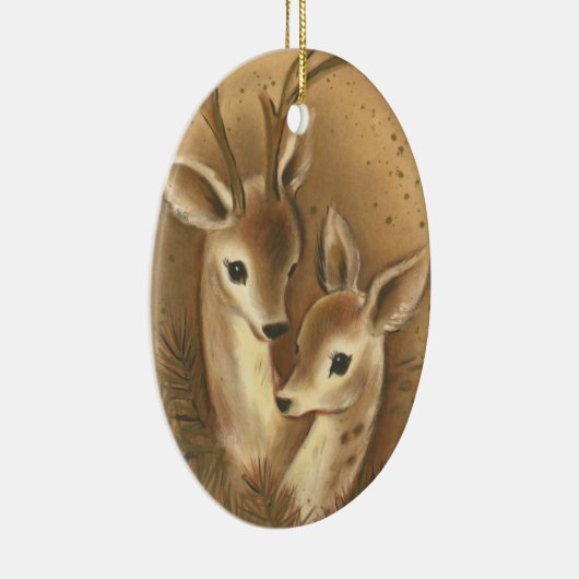 ブラウンディアカップルパーソナライズされたクリスマス飾り セラミックオーナメント (右)