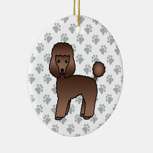 ブラウントイプードルかわいい漫画の犬 セラミックオーナメント (右)