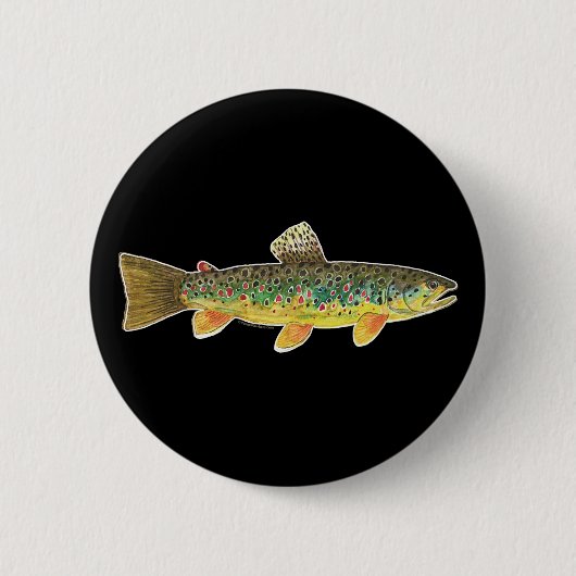 ブラウントウフライ釣り魚魚類学 缶バッジ (正面)
