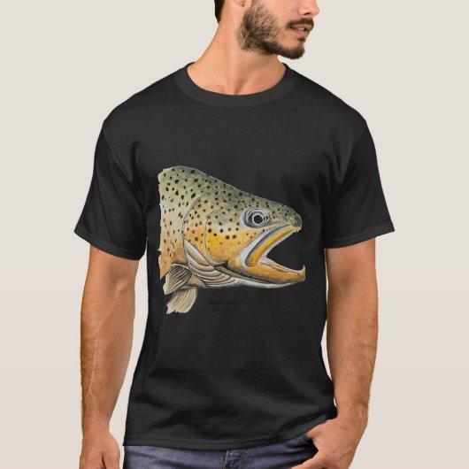 ブラウントラウトの頭部絵画 Tシャツ (正面)