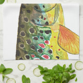 ブラウントラウトフライ釣り魚魚類学 キッチンタオル (折り畳み)