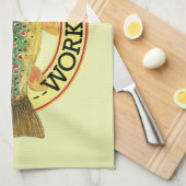 ブラウントラウト魚釣り キッチンタオル (四つ折り)