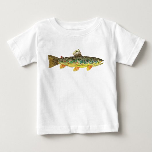 ブラウントラウト魚釣り ベビーTシャツ (正面)