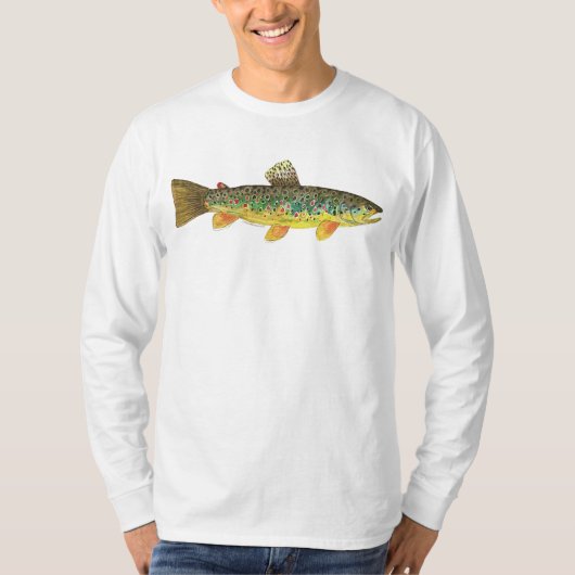 ブラウントラウト魚釣り Tシャツ (正面)