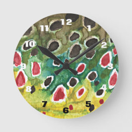 ブラウントラウト·フライ釣り漁師アングラー ラウンド壁時計