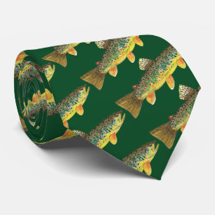ブラウントラウト·フライ釣り釣り漁師 ネクタイ