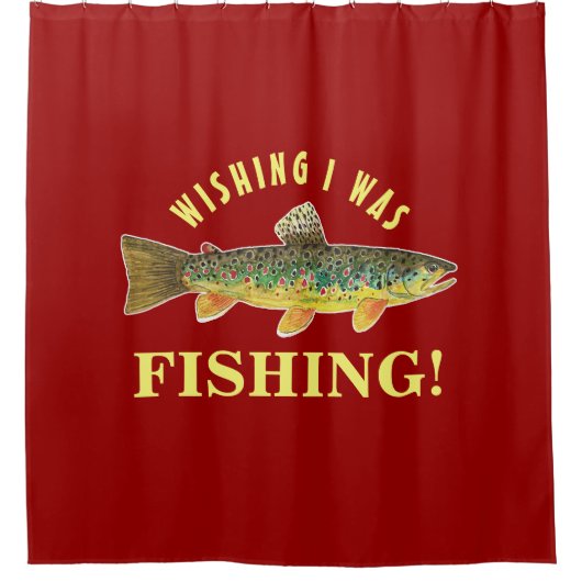 ブラウントラウト「私が魚釣り」 シャワーカーテン (正面)