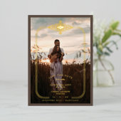 ブラウントレンディーレースフローリッシュイニシャル結婚ズの写真 箔招待状 (立ち正面)