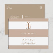 ブラウントープ&ホワイトストライプのいかり日付の保存 案内ポストカード (正面/裏面)