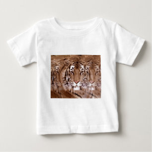 ブラウントーンタイガー顔 ベビーTシャツ