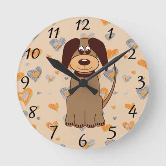 ブラウンドッグの壁掛け時計 ラウンド壁時計 (正面)