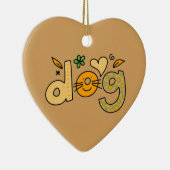 ブラウンドッグカートゥーンハートオーナメント セラミックオーナメント (右)